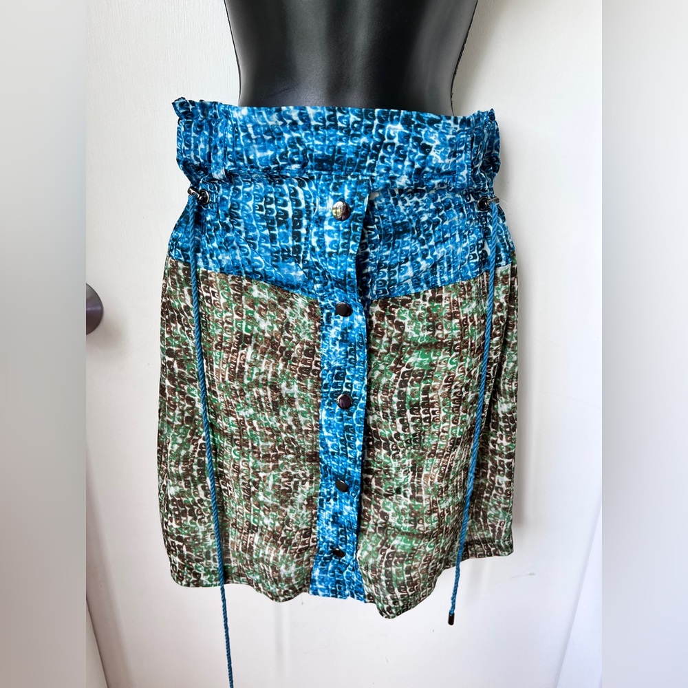 Derek Lam multicolored snap front closure under waist drawstring skirt Size M